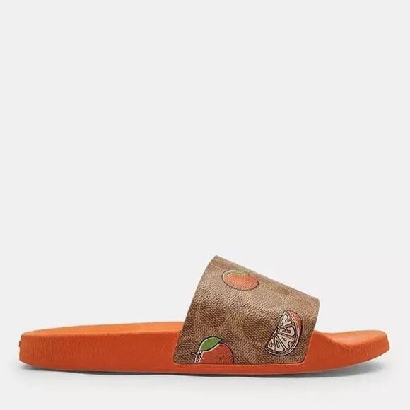 New Coach Women Udele Sport Slide Signature Canvas Fruit CAR29 Tan US 7 - Picture 5 of 7